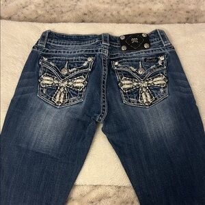 Miss Me Blue Boot Cut Jeans with Embellished Pockets